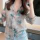 2025 spring and summer new style Hong Kong style temperament design sense floral shirt feminine white and slim long-sleeved shirt for women