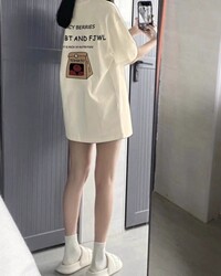 Summer Loose-Fitting Pure Cotton Regular Shoulder Short-Sleeve White T-Shirt for Petite Women 2025 New Versatile and Unique Half-Sleeve Top