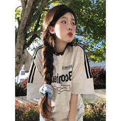 National Trend American Retro Three-Stripe Raglan Short-Sleeve T-Shirt for Women, Summer Couple Style, Pure Cotton Loose Half-Sleeve Top ins