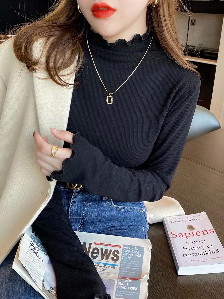 Ladies' Tops Milk Silk Plus Velvet Warm Bottoming Shirt