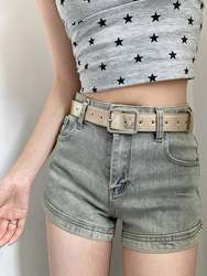 Silver Niche Retro Distressed Belt with Cracked Pattern, Asian Girl Culture, Spicy Girl Decorative Belt for Women, 2023 New Trendy Style