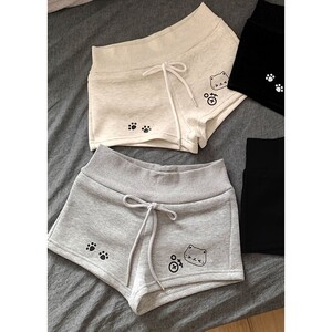 
Japanese cute soft girl home style printed sports shorts women's summer loose small high waist wide leg slim pants