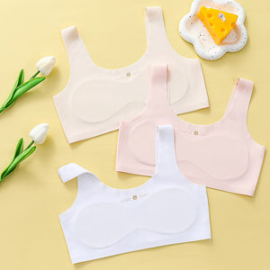 
2026 New Developmental Girls Bra Middle and High School Students Older Girls Underwear Tube Top Seamless Ice Silk Vest