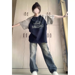American-Style Trendy Half-Sleeve T-Shirt for Girls, 2026 Summer New Model, Junior High School, High School, College Style, High Street Short-Sleeve Top