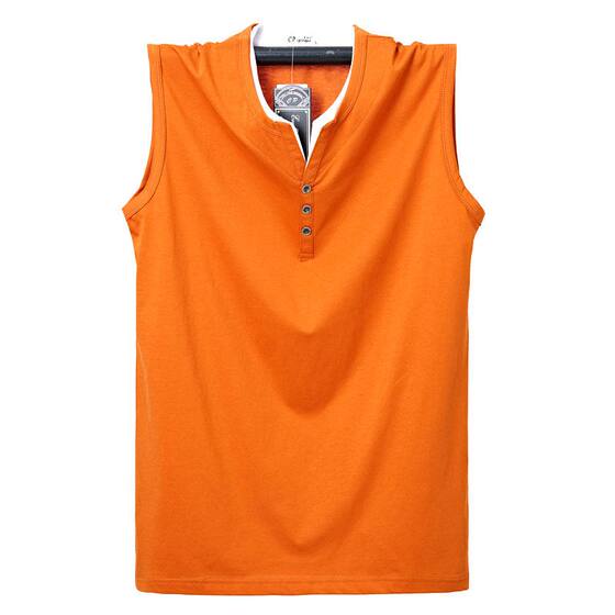 Summer youth cotton wide -shoulder V -neck vest male sleeveless T -shirt plus fertilizer, increase buttocks sleeve thin sports

