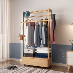 Solid Wood Coat Rack, Floor-Standing Bedroom Small Clothes Rack, Storage Cabinet, Simple Living Room Storage, Household Nordic Clothes Rack