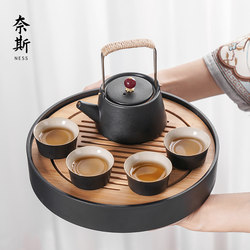 2025 New Tea Set for Home Use, Light Luxury Japanese Style Small Tea Tray, Simple Ceramic Kung Fu Tea Pot and Tea Cups