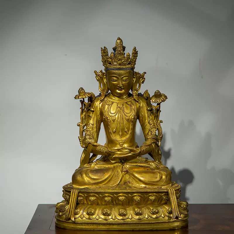 清代铜鎏金度母像古董佛像收藏绿度母多罗菩萨供奉摆件-Taobao