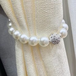 Pearl Curtain Tiebacks, a Pair of Tie Ropes with Buckles, Curtain Tie Decorations, Bed Curtain Storage Ropes, Magnetic Tie Straps with Hooks