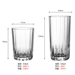 Transparent Glass Tea Cup for Home Use, Straight Striped Heat-Resistant Coffee Cup, Wine Glass, Milk Breakfast Cup, Juice Drink Cup