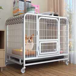 Dog Cage for Large, Medium, and Small Dogs, Indoor Use with Separate Toilet, Reinforced and Thickened, Suitable for Teddy, Corgi, and Other Furry Dogs
