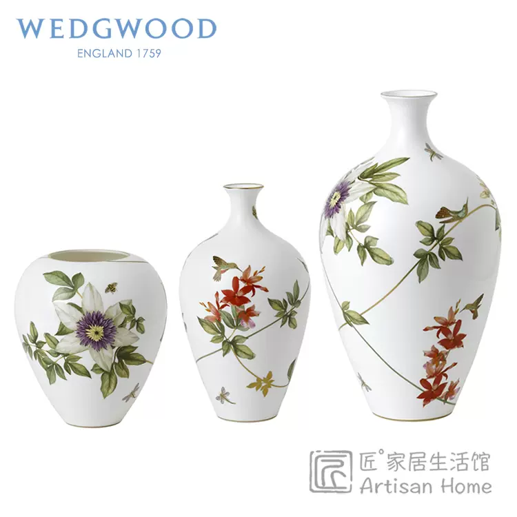 新品英国WEDGWOOD蜂鸟骨瓷花瓶欧式插花窄口花瓶客厅摆件进口高档-Taobao