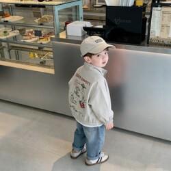 Boys' Baseball Jacket Cardigan 2026 Spring New Style Children's Top Stylish Jacket Baby Spring and Autumn Boys' Jacket