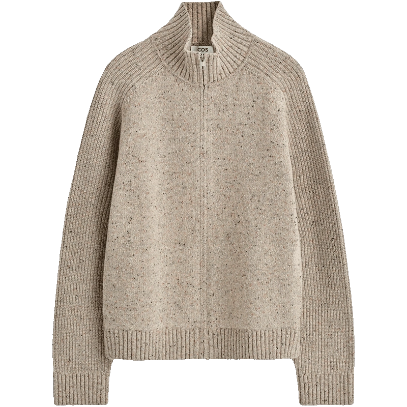 COS男装休闲版型高领羊毛拉链式针织夹克2025秋季新品1195884007