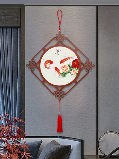 牡丹と中国結びの壁飾り - Lu shidi Zgj631