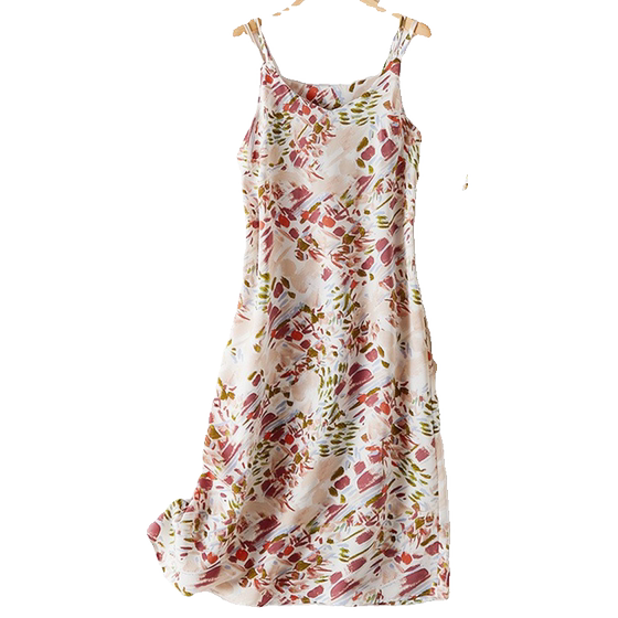 
3013 Thin French high-waisted suspender skirt chiffon floral suspender dress women's spring and summer loose small