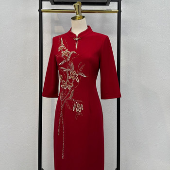 High-end Xi Mom Cheongsam 2025 new style dignified large size noble Xi Mother-in-law wedding dress wedding dress women