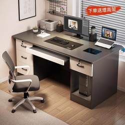 Computer Desk with Built-In Monitor Stand, Home Study Desk with Bookshelf, Integrated Desk for Bedroom, Simple Gaming Desk with Wheels