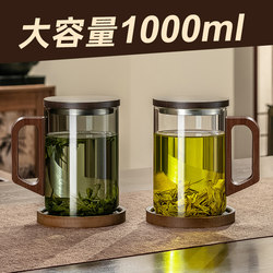 High Borosilicate Glass Cup, Large Capacity 1000ml, Large Tea Cup with Handle, Personal Use Office Drinking Cup