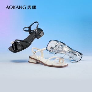 
Aokang women's shoes in summer new vacation style toe clip-on strap fashion sandals one-strip casual commuter shoes