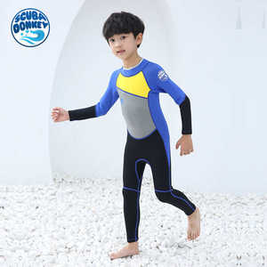 
Children's one-piece swimsuit, boy, baby, sun protection, long-sleeved wetsuit, trousers, sports diving suit, free diving