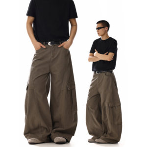 
American retro deconstructed old wide-leg scimitar jeans for men and women loose casual design niche workwear pants