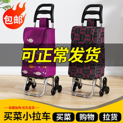 Shopping Cart, Small Trolley, Foldable and Lightweight for Home Use, Shopping Trolley with Wheels, Stair-Climbing Trolley for the Elderly, Hand-Pushed Cart, Small Trailer