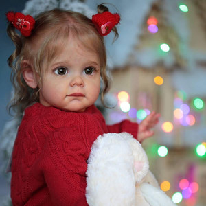 NPK60厘米maggi重生娃娃植入3D皮肤红针织连体衣生日礼物跨境货源