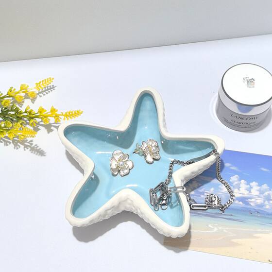 
Creative personality ins style high-end starfish shell ceramic home storage ornaments cross-border jewelry