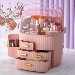Cosmetic Storage Box Desktop Lipstick and Skin Care Product Organizer Box Dressing Table Drawer Large Capacity Dust-Proof Storage Rack