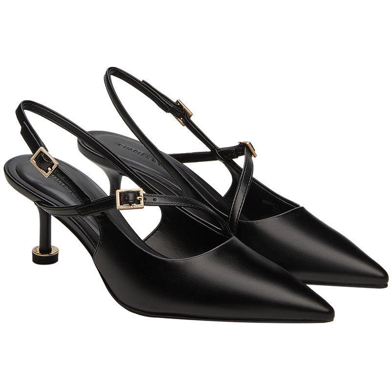 CHARLES&KEITH25夏新款CK1-60280474一字带尖头中跟包头凉鞋单鞋