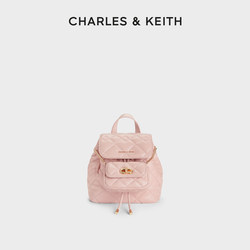 [New Year's Gift] Charles&Keith Women's Bag Ck2-60151400 Large Capacity Diamond Pattern Backpack for Women