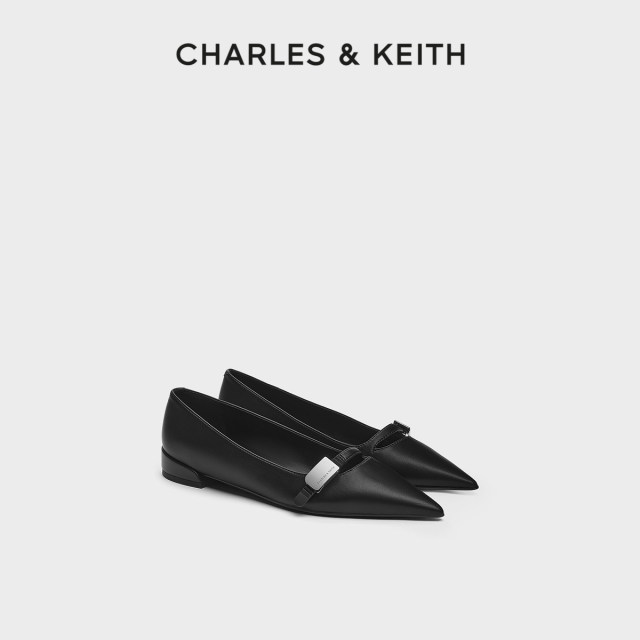 
CHARLES/KEITH summer women's shoes CK1-70381060 metal buckle flat-soled pointed ballet shoes single shoes