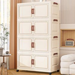 Folding Storage Cabinet for Household Snacks and Toys, Multi-Layer Storage Cabinet, Living Room Storage Cabinet, Children's Wardrobe, Clothes Organizing Cabinet