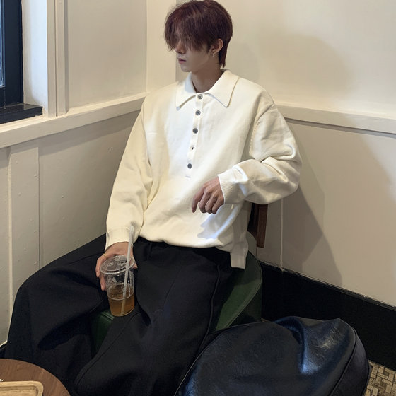 
Uncle Med autumn and winter half cardigan shirt collar sweater men fake two-piece sweater men's top Korean pullover top