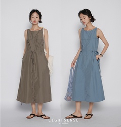 [now] Eightsense Eight Sense 23 Summer Multi-tie Waist H-shaped Sleeveless Dress For Women