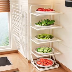Foldable Prep Storage Rack Kitchen Wall-Mounted Multi-Layer Prep Tray Home Meal Preparation Multifunctional Dish Storage Rack