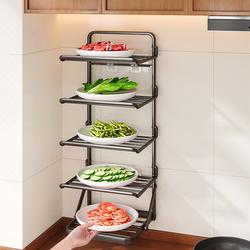 Foldable Multifunctional Kitchen Prep Rack, Countertop Dish Storage, Wall-Mounted Multi-Layer Dish Tray Organizer