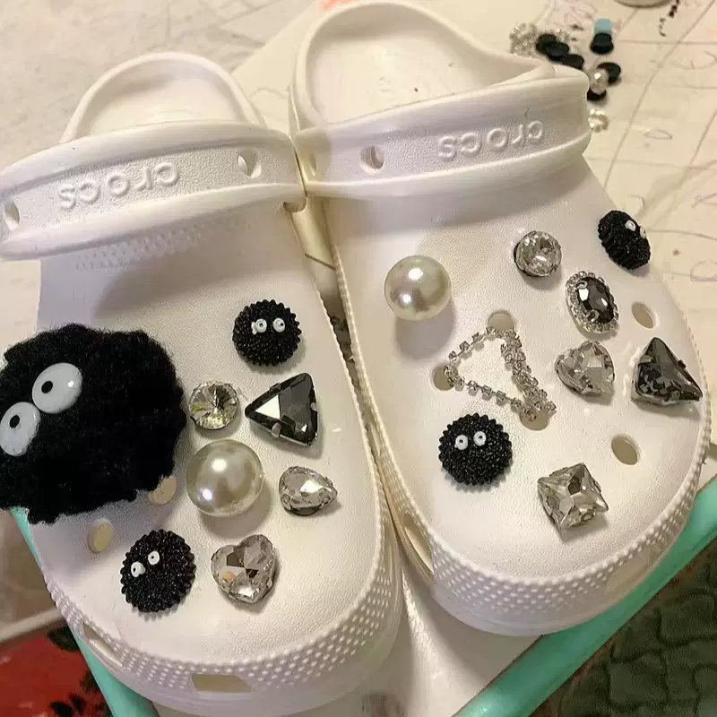 煤球毛球鞋花适配洞洞鞋配饰鞋花鞋扣diy材料可爱卡通鞋扣-Taobao
