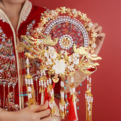Traditional Chinese Wedding Fan DIY Materials for Bride, Xiuhe Wedding Fan, High-End Wedding Fan, Finished Chinese-Style Newlywed Fan
