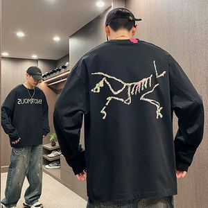 
MXD UGLY trendy brand high-definition design letter long-sleeved T-shirt men's autumn and winter American casual lazy ins top