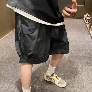 MXD UGLY Summer Workers Side Zipper shorts Men's outdoor trendy casual loose pure color fast dry pants
