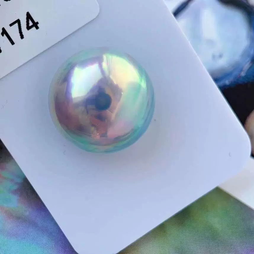 17mm绮丽卡拉马贝日本奄美岛证书蓝绿光绿眼睛湖蓝