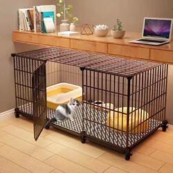 Cat Cage for Home Use, Indoor, Extra Large Free Space with Integrated Toilet, Special for Kittens, Two-Story Cat House Villa