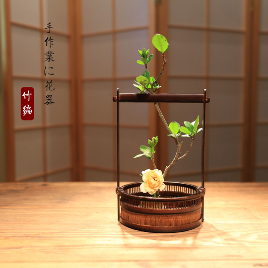 竹模様の陶器花瓶 竹の花瓶 - レトロな田園スタイル