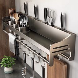 Kitchen Storage Rack Wall-Mounted Multifunctional Chopstick Holder Household Seasoning Storage Rack Wall-Mounted No-Drill Storage Hook Rack