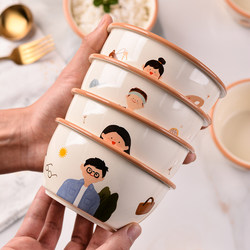 Family Ceramic Rice Bowl 2025 New Model Parent-Child Bowl Household Rice Bowl Personal Use One Person One Bowl Tableware