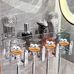 High-Quality Suction Cup Toothbrush Holder, Wall-Mounted, No-Drill Toothbrush Rack, New Bathroom Toothbrush Cup and Mouthwash Cup
