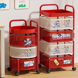 Rotatable Bedroom Storage Rack, Mobile Floor-Standing Multi-Layer Storage Rack, Multi-Functional Household Snack and Toy Storage Rack