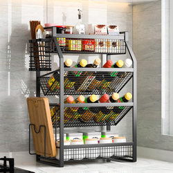 Kitchen Storage Rack Multi-Layer Spice Organizer Condiment Storage Rack for Oil, Salt, Sauce, Vinegar Holder Cutting Board Rack Chopstick Holder